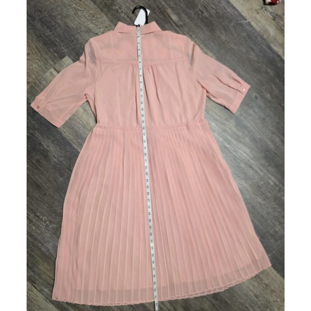 WLDRSD Pink Pleated Chiffon Midi Dress XS NWT Sheer Pastel Button Up - Picture 6 of 7